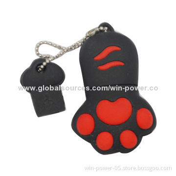 PVC USB Flash Drive, Dog Footprint Shape, Supports Windows Me, 98, 2000 and XP Operating Systems